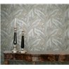 Papel pintado hojas tropicales grandes gris y beige · 36465