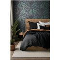Papel pintado hojas tropicales verde petróleo y gris ·  36466