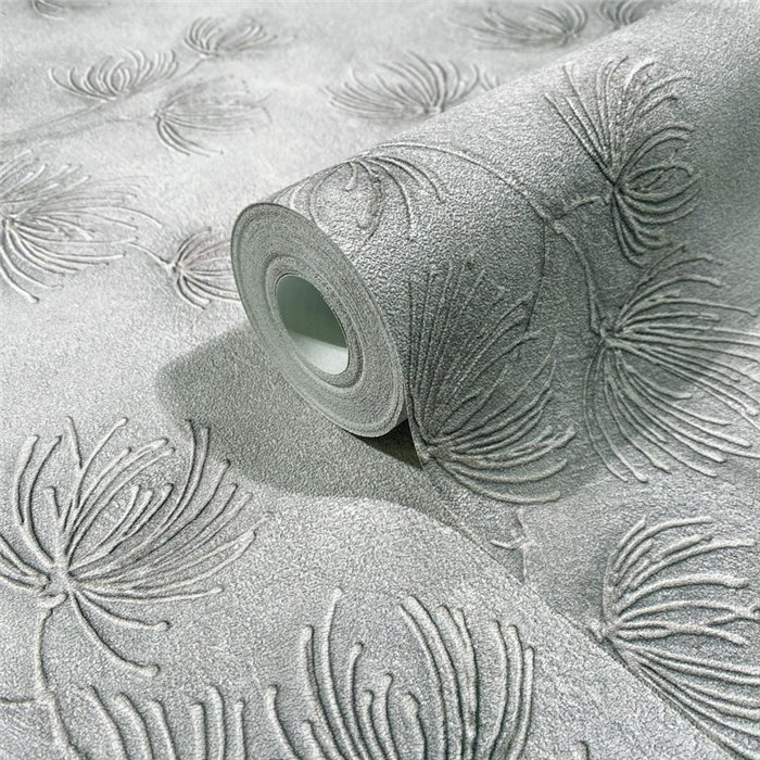 Moderne Blumentapete grau mit Prägung ·  36497