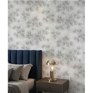 Moderne Blumentapete grau mit Prägung 2