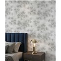 Papel pintado flores modernas gris con relieve ·  36497
