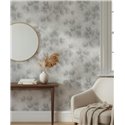 Papel pintado flores modernas gris con relieve ·  36497