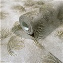 Papel pintado hojas estilizadas beige y dorado ·  36498