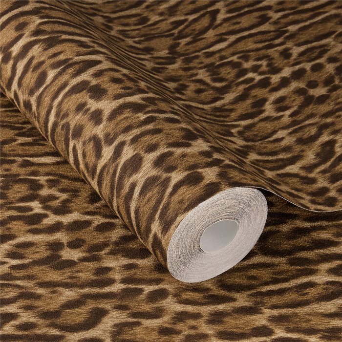 Leopardenmuster Tapete braun und beige kleine Flecken · Rasch Atelier Tissé 613254