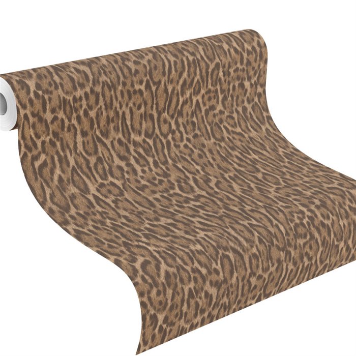Papel pintado piel leopardo marrón y beige mancha pequeña · Rasch Atelier Tissé 613254