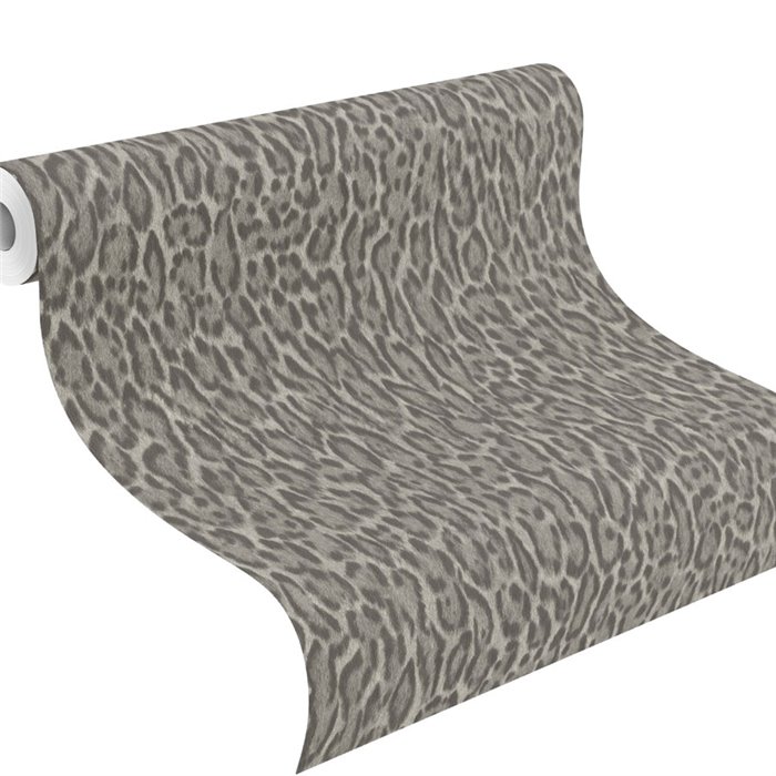 Leopard print wallpaper grey large spots · Rasch Atelier Tissé 613261
