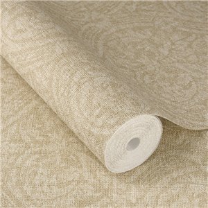 Beige damask wallpaper with subtle textile texture 2
