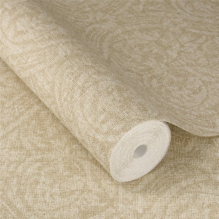 Beiger Damast‑Tapete mit dezenter Textilstruktur · Rasch Atelier Tissé 613322
