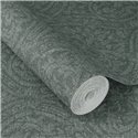 Wallpaper damask medallions green woven texture · Rasch Atelier Tissé 613346