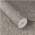 Papel pintado damasco de medallones marrón textil gofrado · Rasch Atelier Tissé 613353