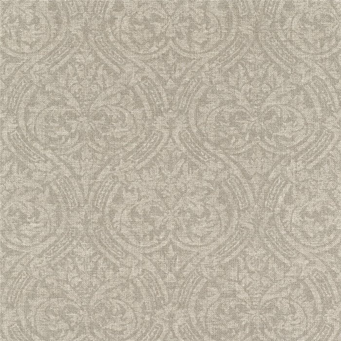 Papel pintado damasco de medallones marrón claro textura tejida · Rasch Atelier Tissé 613360