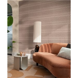 Papel pintado boho de rayas zigzag marrón nude chevron suave 2