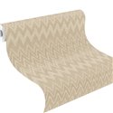 Beige boho zigzag stripe wallpaper, ikat style · Rasch Atelier Tissé 613650