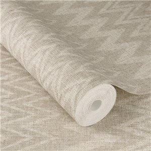 Papel pintado boho de rayas zigzag marrón claro espiga... 2