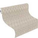Boho Tapete mit Zickzack-Streifen hellbraun Chevron · Rasch Atelier Tissé 613667