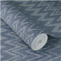 Papier peint bleu à rayures zigzag boho style ikat · Rasch Atelier Tissé 613674