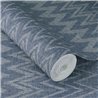 Papier peint bleu à rayures zigzag boho style ikat · Rasch Atelier Tissé 613674