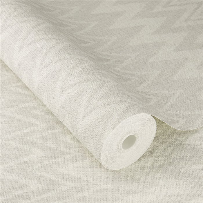 Papier peint blanc crème à rayures zigzag boho chevron tissé · Rasch Atelier Tissé 613681