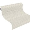 Cream white boho zigzag stripe wallpaper with woven chevron · Rasch Atelier Tissé 613681
