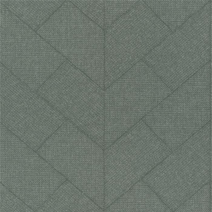 Papel pintado geométrico de espiga verde chevron grande · Rasch Atelier Tissé 613766