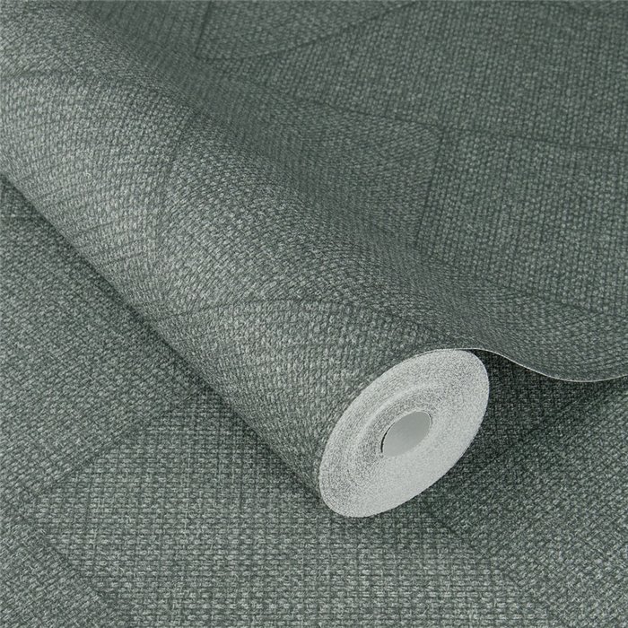 Papier peint géométrique vert à chevrons grand format · Rasch Atelier Tissé 613766