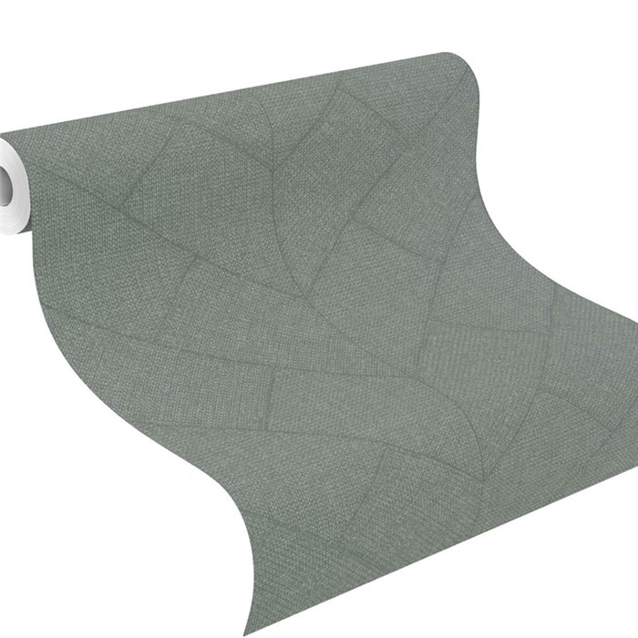 Geometrischer Tapete in Grün mit großer Fischgräte · Rasch Atelier Tissé 613766