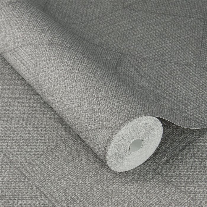 Papier peint géométrique à chevrons gris tissé · Rasch Atelier Tissé 613773