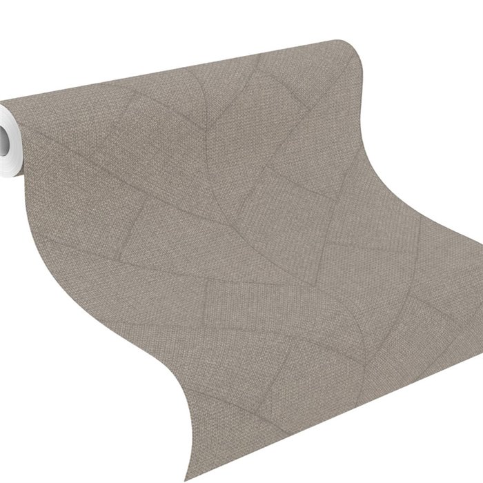 Geometric herringbone wallpaper in taupe chevron weave · Rasch Atelier Tissé 613780