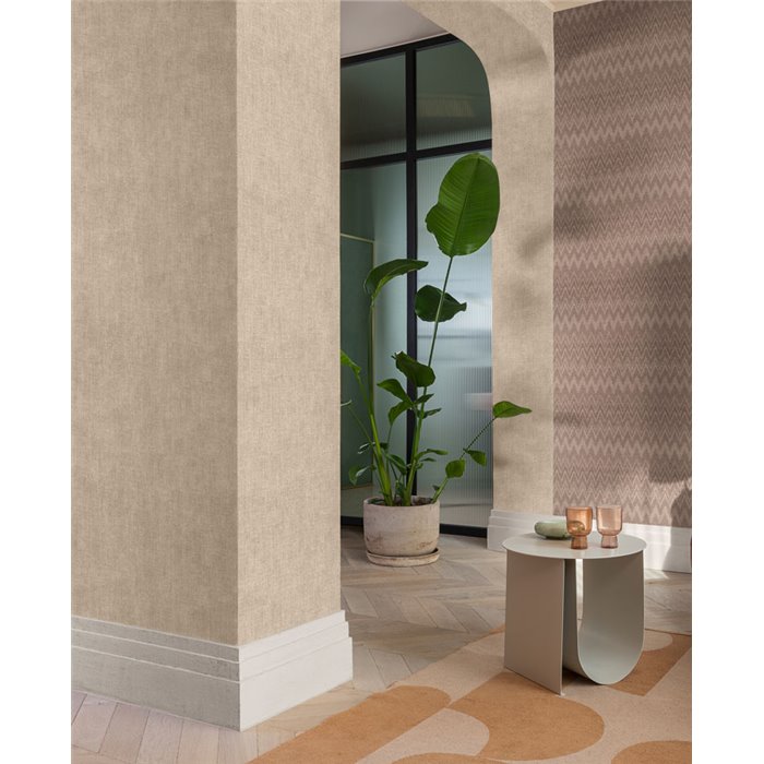 Papel pintado de lino rústico rosa nude aspecto textil · Rasch Atelier Tissé 613926