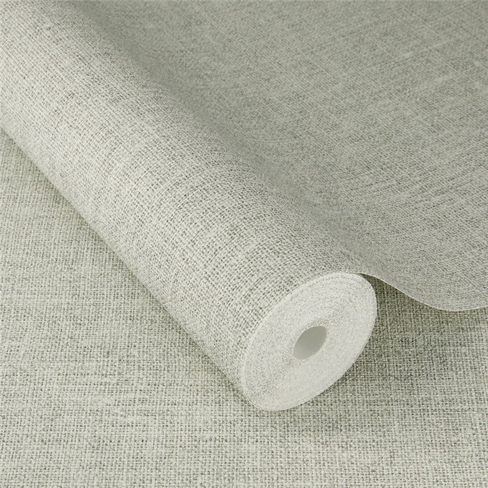 Green rustic linen wallpaper textile effect · Rasch Atelier Tissé 613957