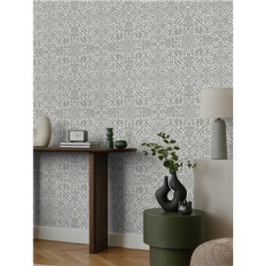 Papel pintado ornamental arabesco gris damasco 2