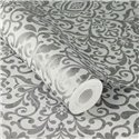 Ornamental grey arabesque damask wallpaper · Rasch In Bloom 412079