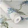 Papel pintado floral romántico azul glicinias colgantes · Rasch In Bloom 412369