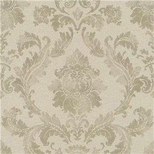 Papel pintado damasco beige ornamental clásico