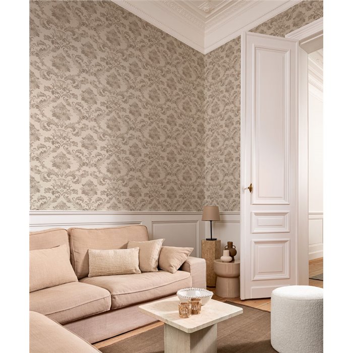 Beiger Damasttapete, klassisch ornamental · Rasch In Bloom 412628