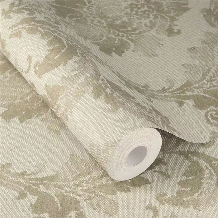 Papel pintado damasco beige ornamental clásico · Rasch In Bloom 412628