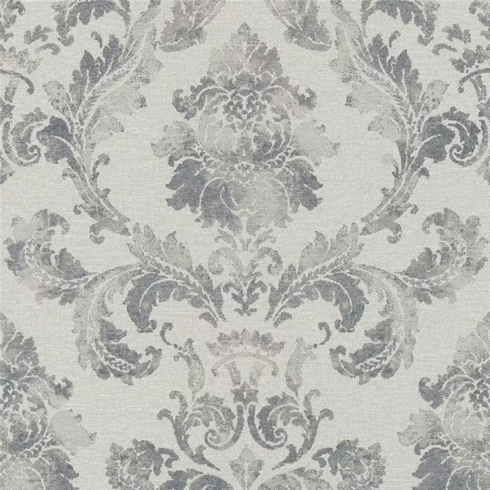Papier peint damassé gris à grands ornements · Rasch In Bloom 412642
