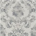 Grey damask wallpaper with large ornaments · Rasch In Bloom 412642