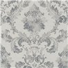 Papel pintado damasco gris ornamentos grandes