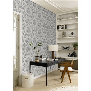 Grey damask wallpaper with large ornaments 2