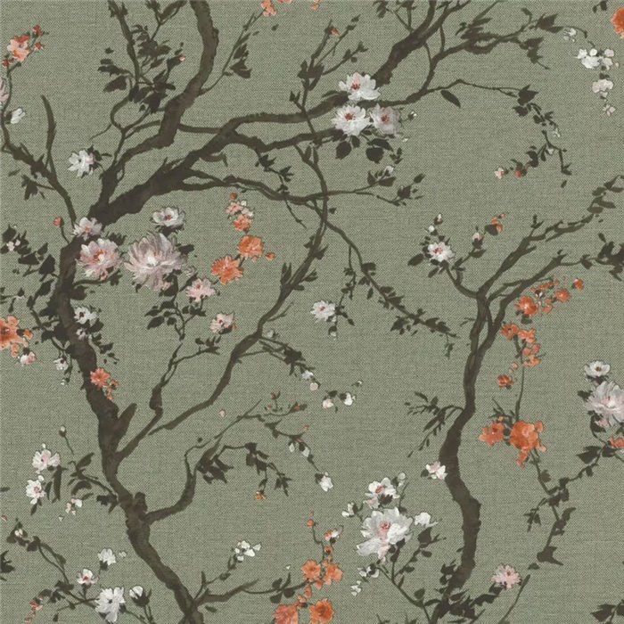 Grüne Tapete mit japanischen Kirschblüten · Rasch In Bloom 413243