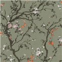 Grüne Tapete mit japanischen Kirschblüten · Rasch In Bloom 413243