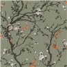 Papel pintado flores de cerezo japonés verde · Rasch In Bloom 413243