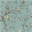 Tapete Kirschblüten japanisch türkis gemalte Zweige · Rasch In Bloom 413267