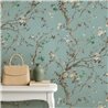 Papel pintado flores de cerezo japonés turquesa ramas pintadas · Rasch In Bloom 413267