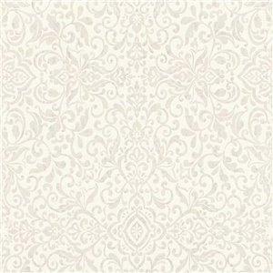 Papel pintado ornamental arabesco blanco damasco