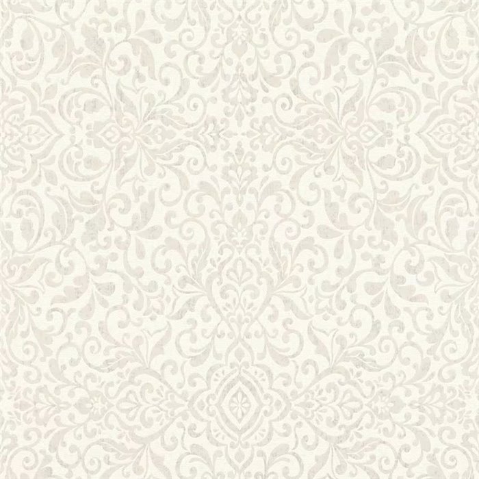 Papel pintado ornamental arabesco blanco damasco · Rasch In Bloom 412055