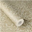 Papel pintado ornamental arabesco dorado y beige damasco clásico · Rasch In Bloom 412086