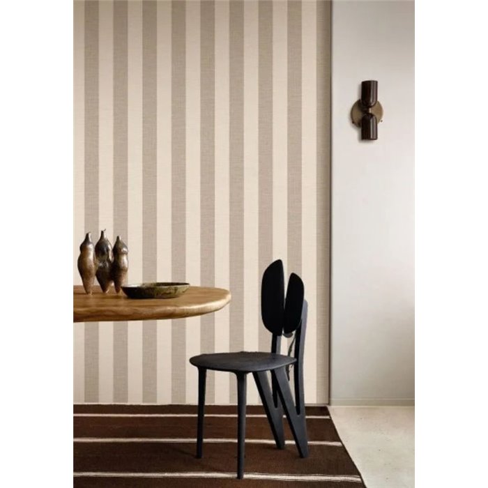 Papier peint à rayures aspect lin beige · Casamance Rayures 78060202