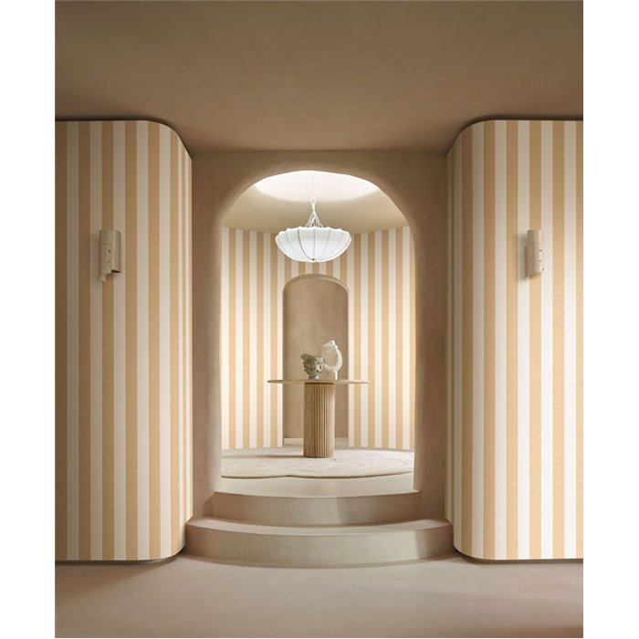 Linen-effect striped wallpaper beige and white · Casamance Rayures 78060508